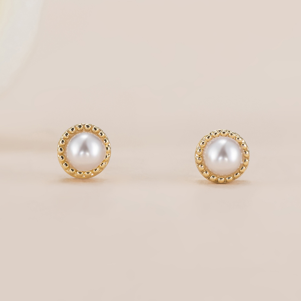 Annie Pearl Stud Earrings - 925 Silver Post