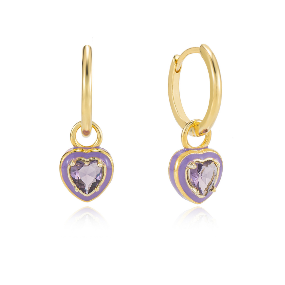 Maja Enamel Heart Hoop Dangle Earrings