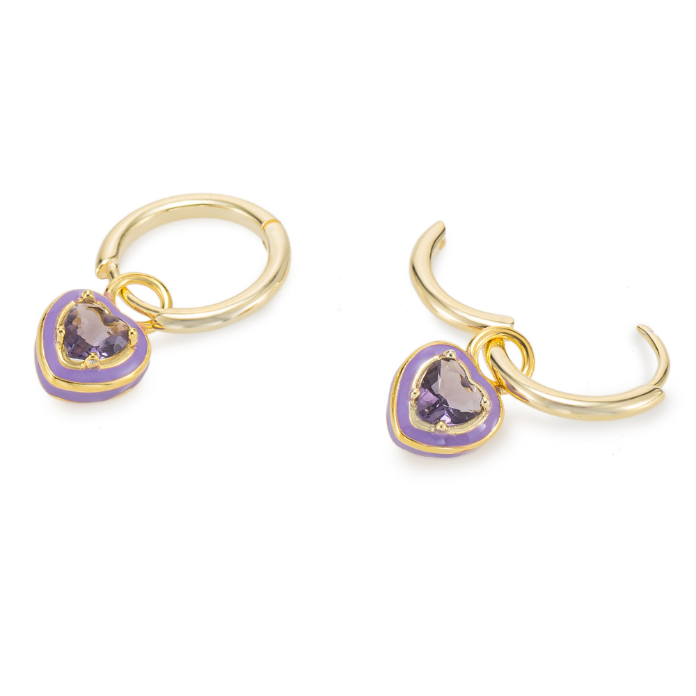 Maja Enamel Heart Hoop Dangle Earrings