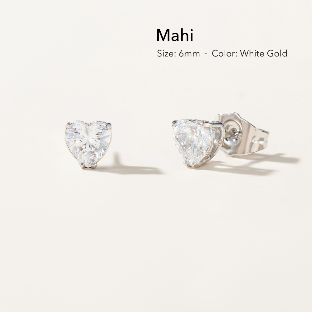 Mahi Heart Solitaire Stud Earrings