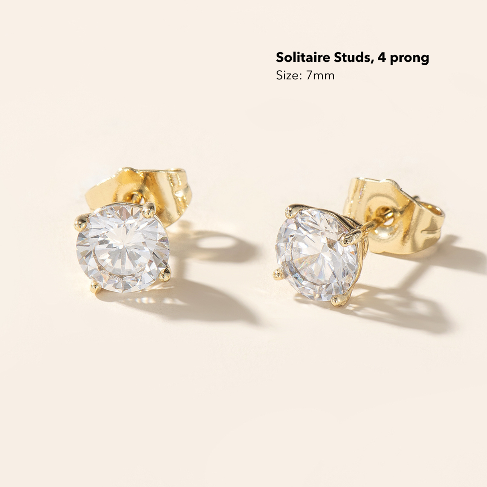 Solitaire Stud Earrings - 4 Prong Hold