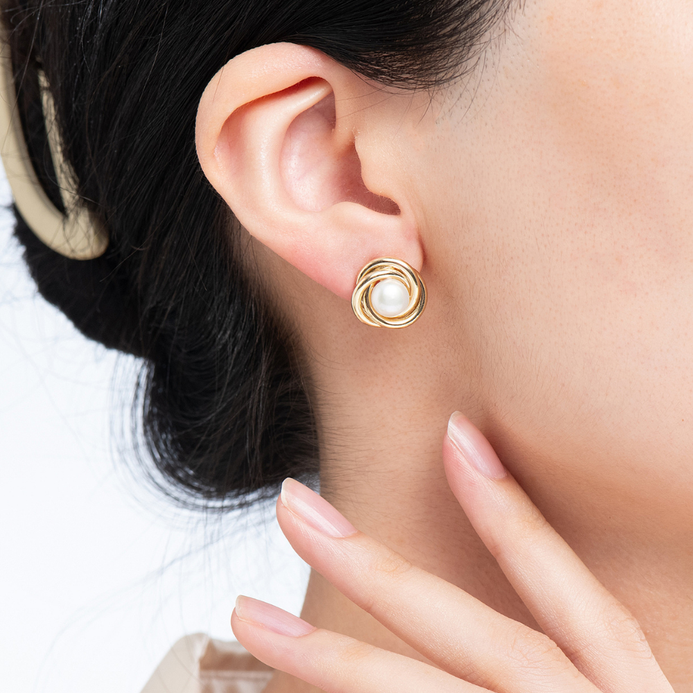 Deia Freshwater Pearl Stud Earrings - 925 Silver Post