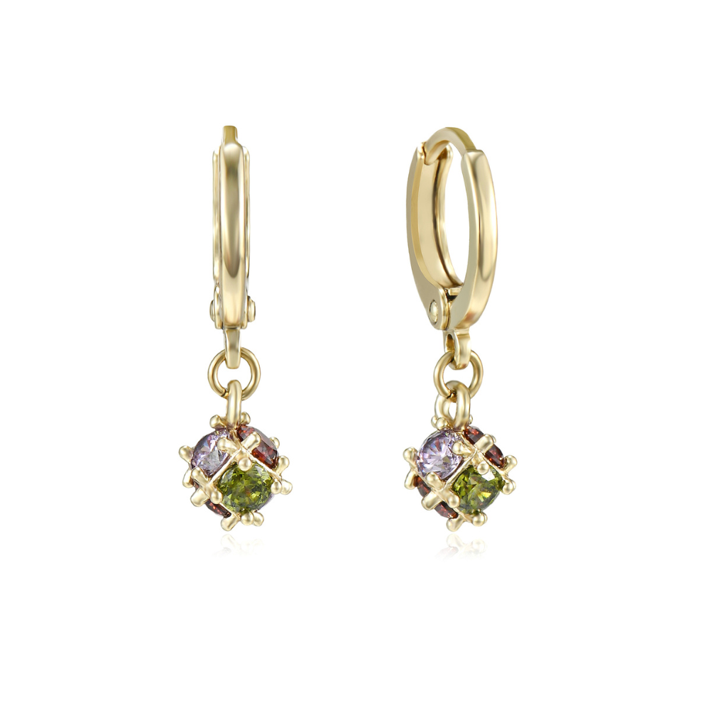 Simone Faceted Cube Hoop Earrings