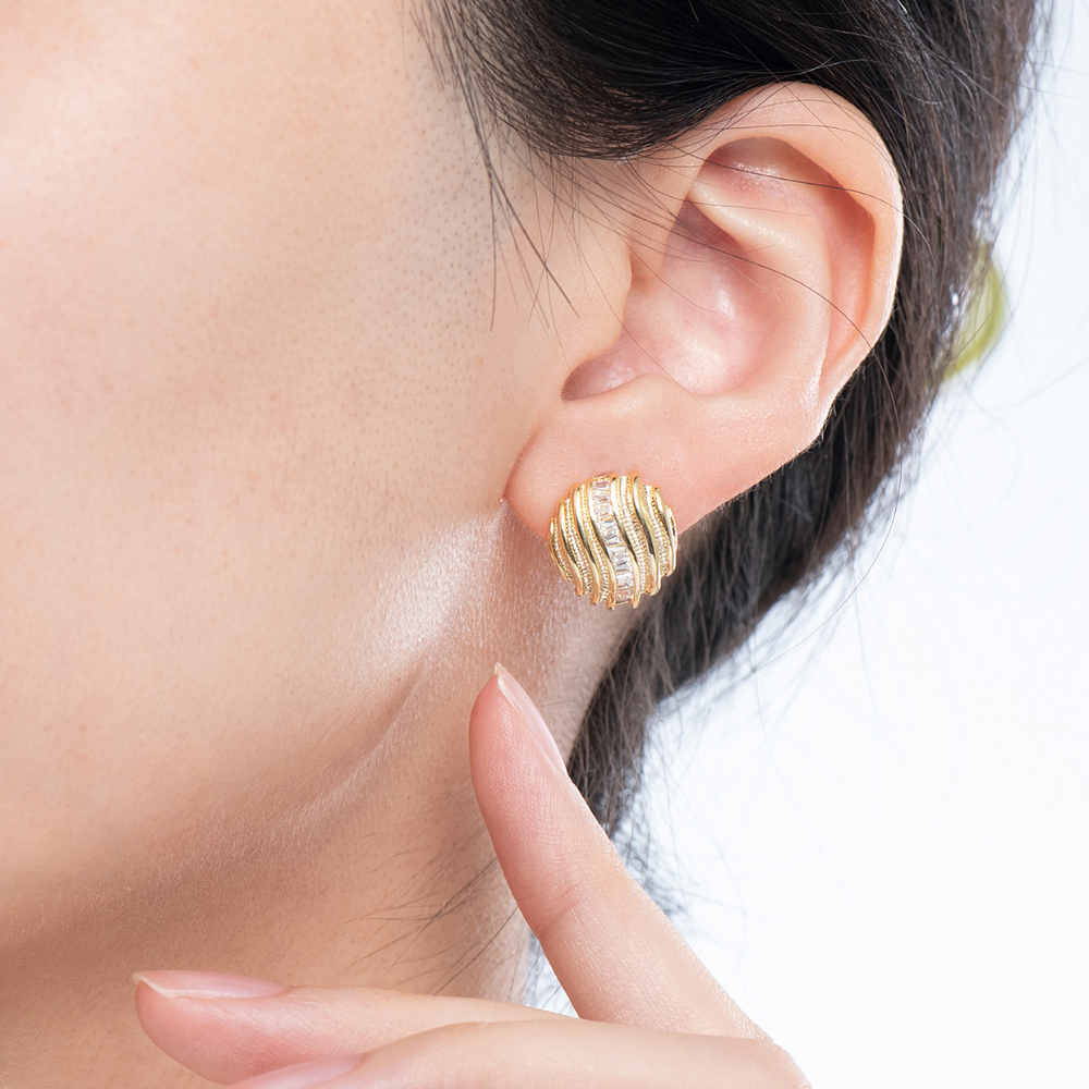 Mica Button Stud Earrings