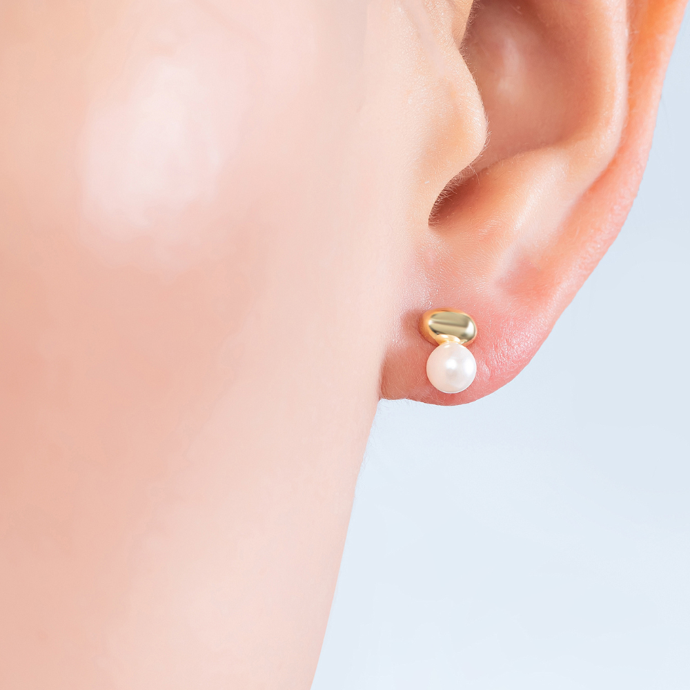 Meadow Pearl Pebble Drop Earrings - 925 Silver Post