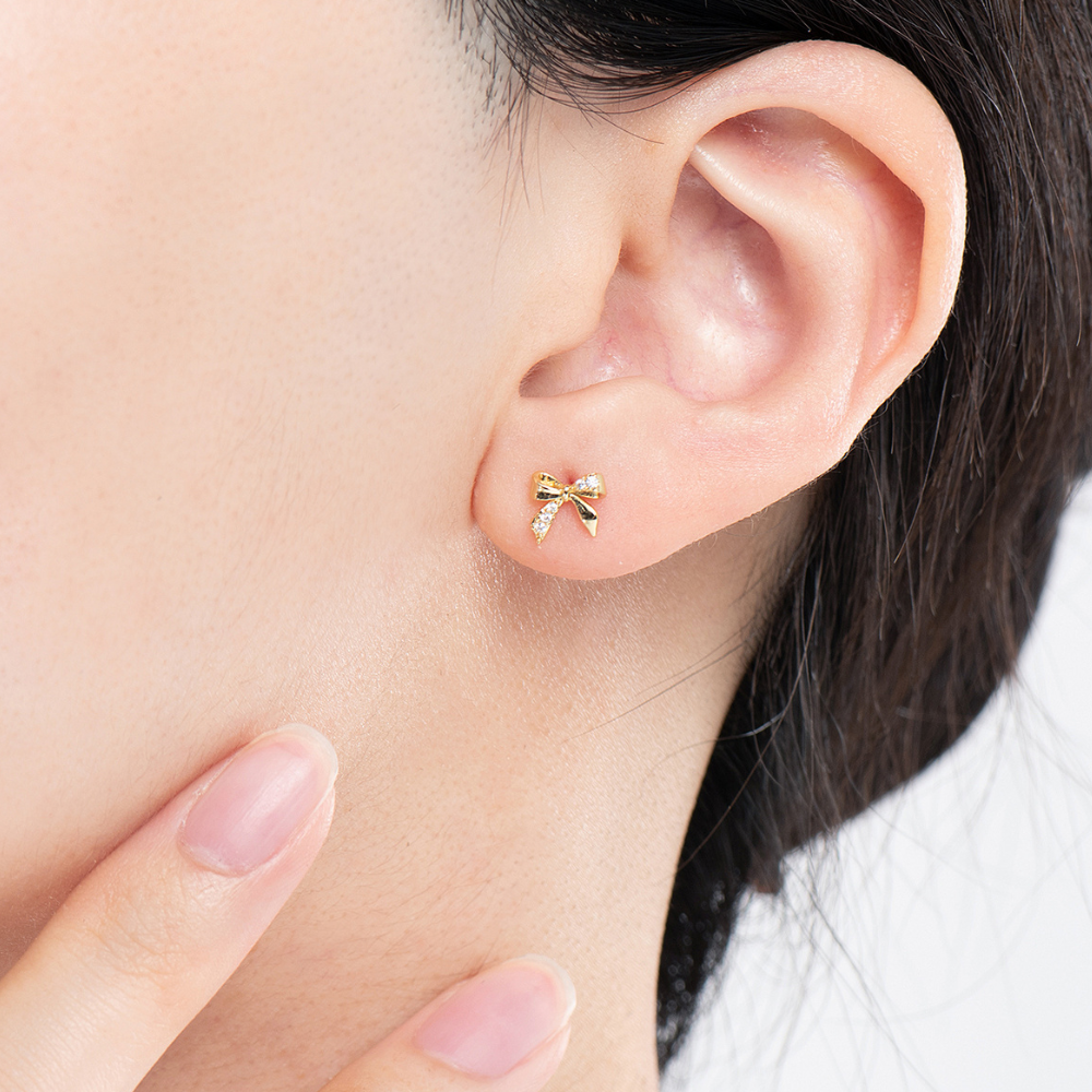 Colette Mini Bow Stud Earrings - 925 Silver Post