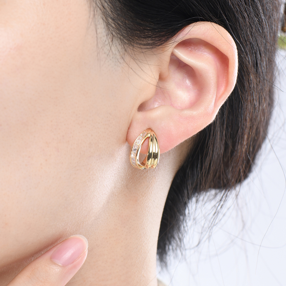 Solei Half Hoop Earrings - 925 Silver Post