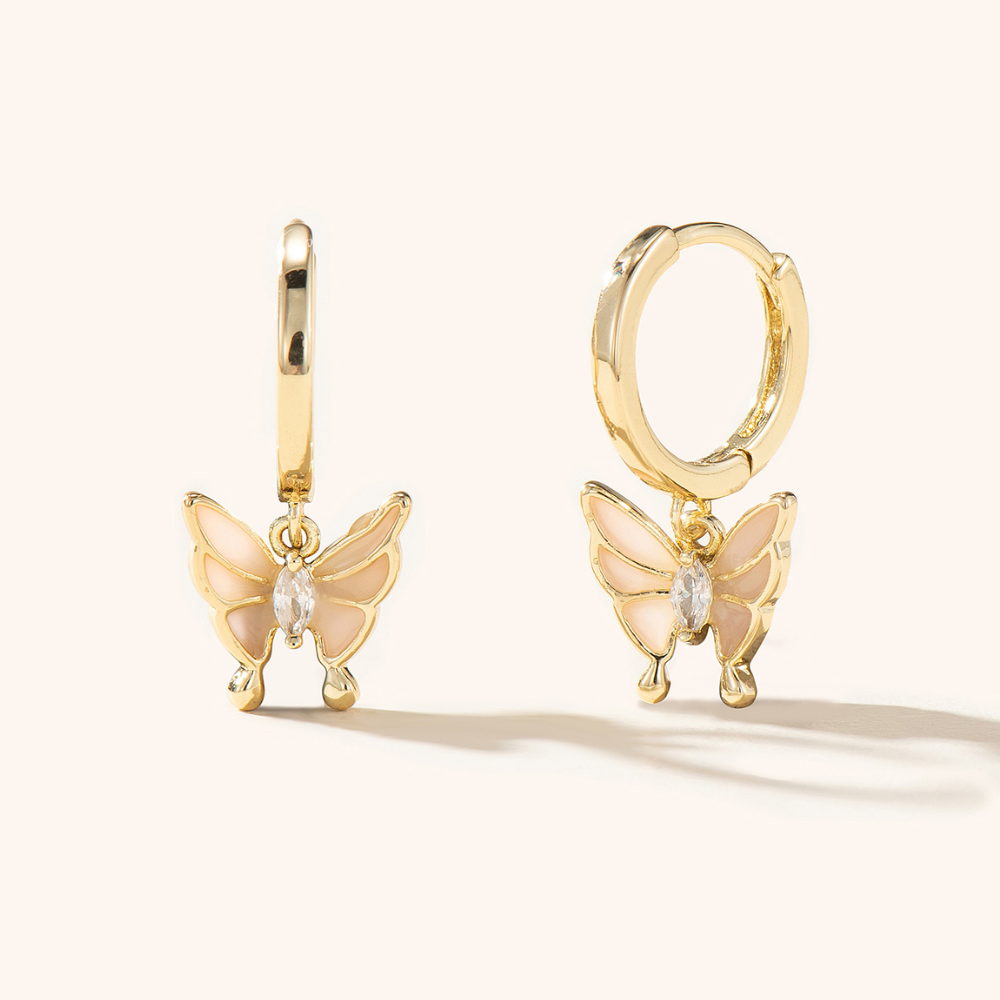 Olivia Butterfly Drop Hoop Earrings