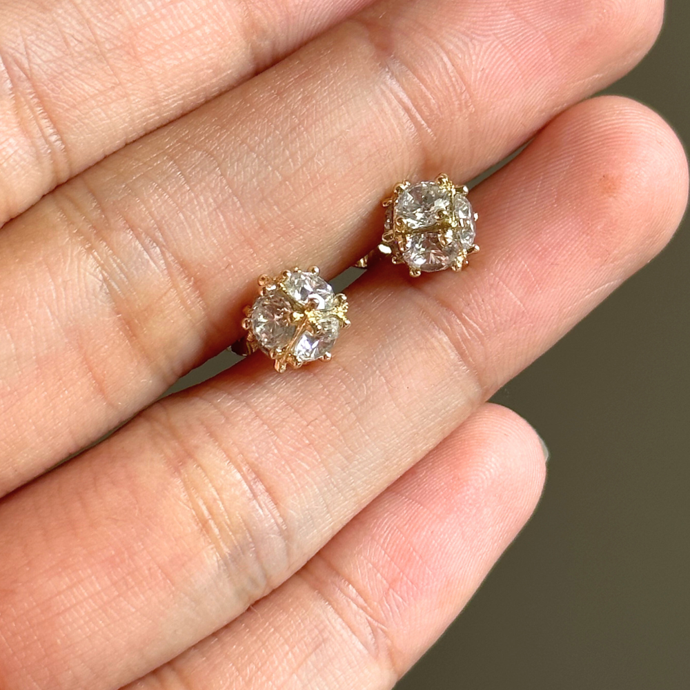 Athena & Co. 18k Gold Plated Simone Faceted Cube Stud Earrings