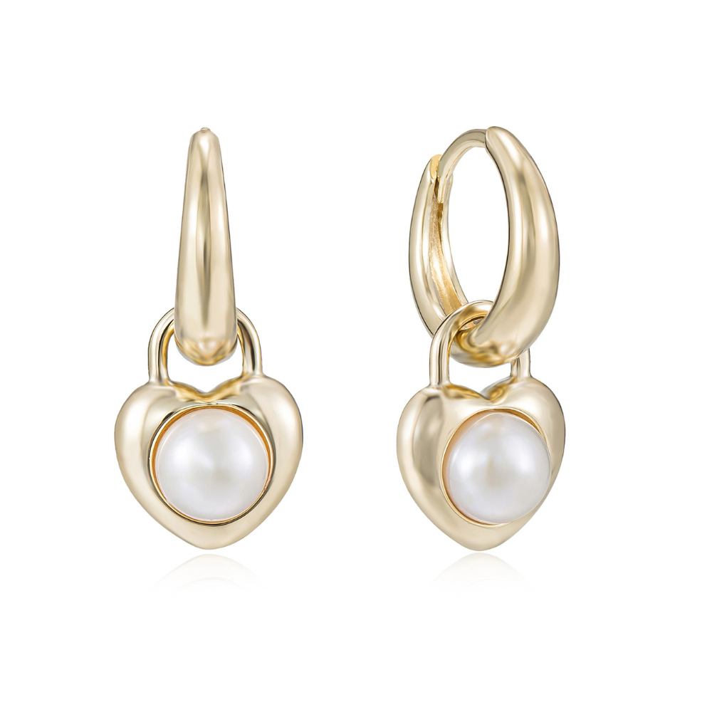 Julia Pearl Heart Hoop Earrings