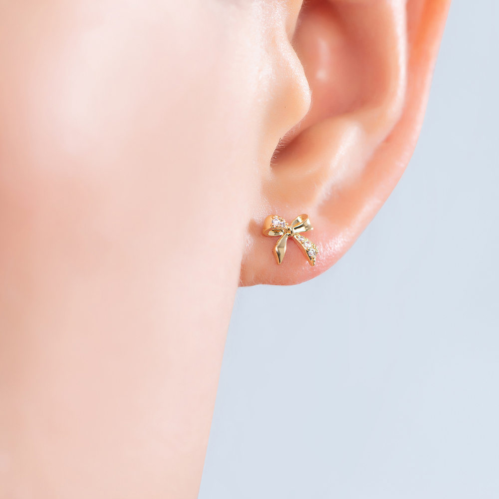 Colette Mini Bow Stud Earrings - 925 Silver Post