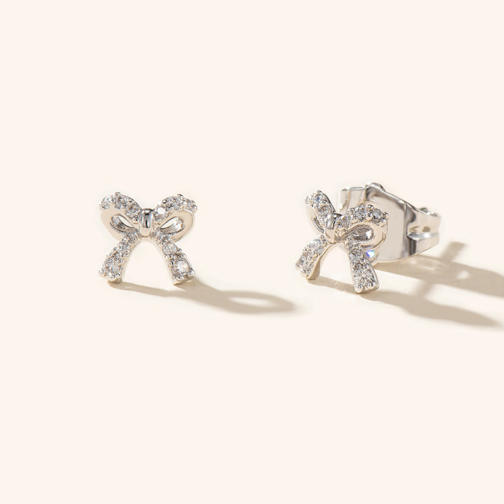 Colette Mini Bow Stud Earrings - 925 Silver Post