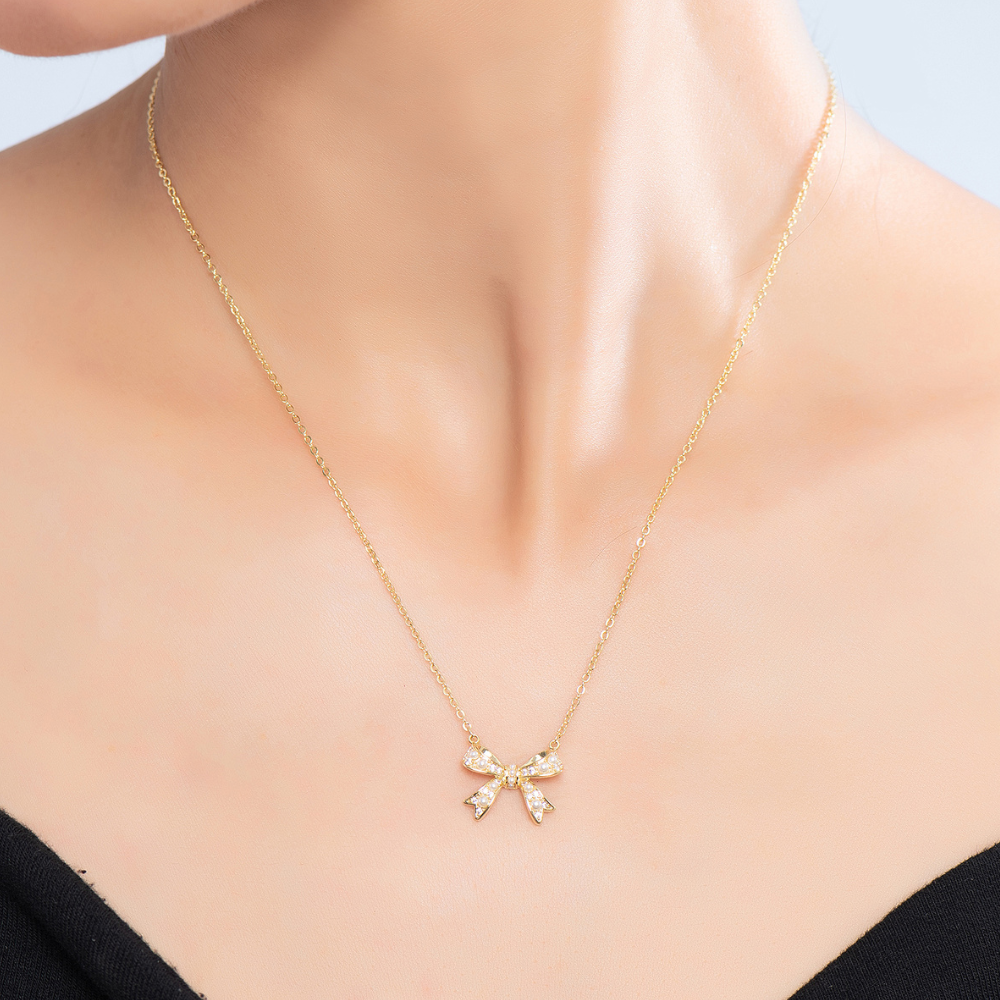 Juliette Pearl Bow Necklace