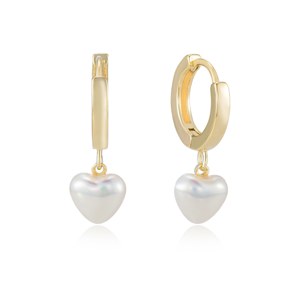 Nima Pearl Heart Hoop Earrings