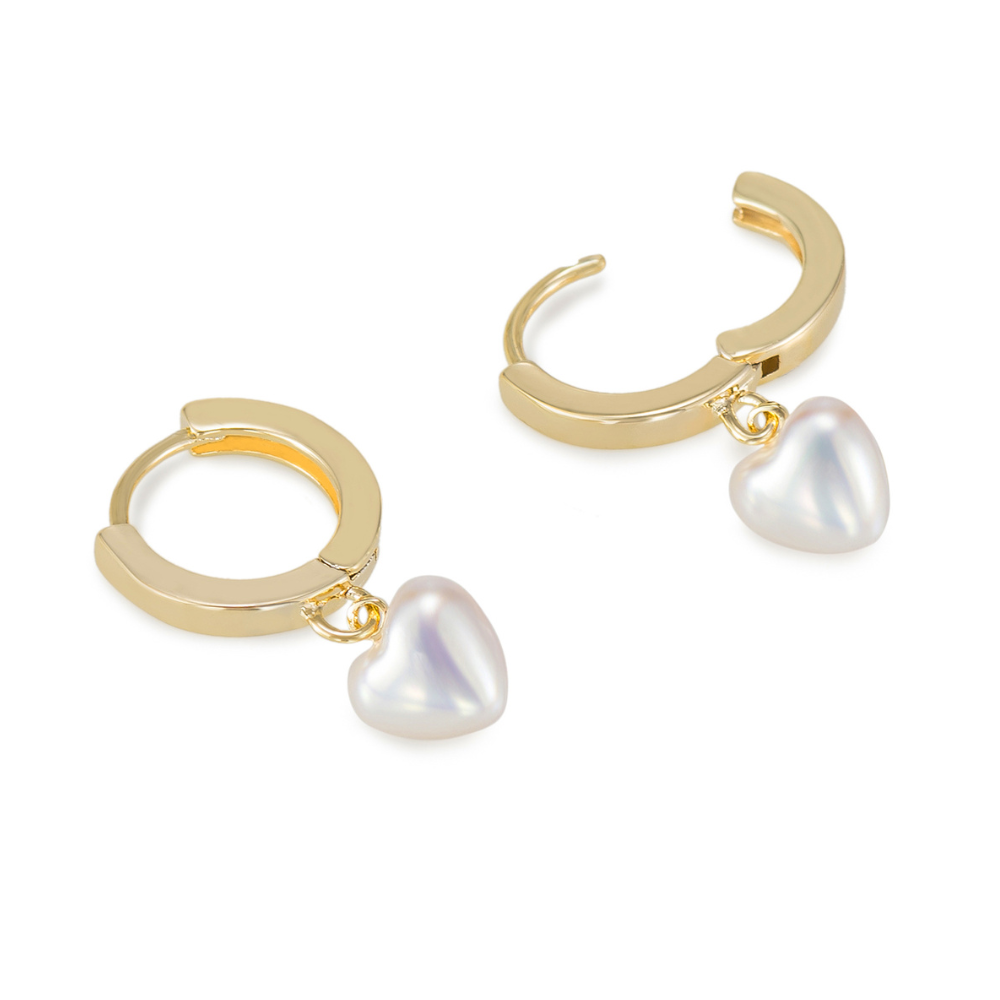 Nima Pearl Heart Hoop Earrings