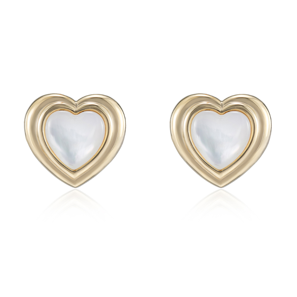 Meryl Heart Stud Earrings - 925 Silver Post