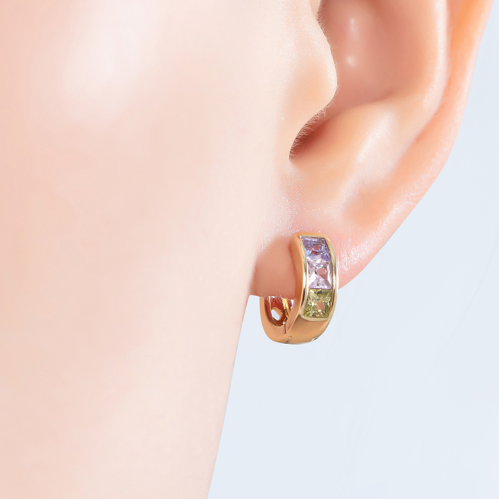 Candy Tricolor Hoop Earrings