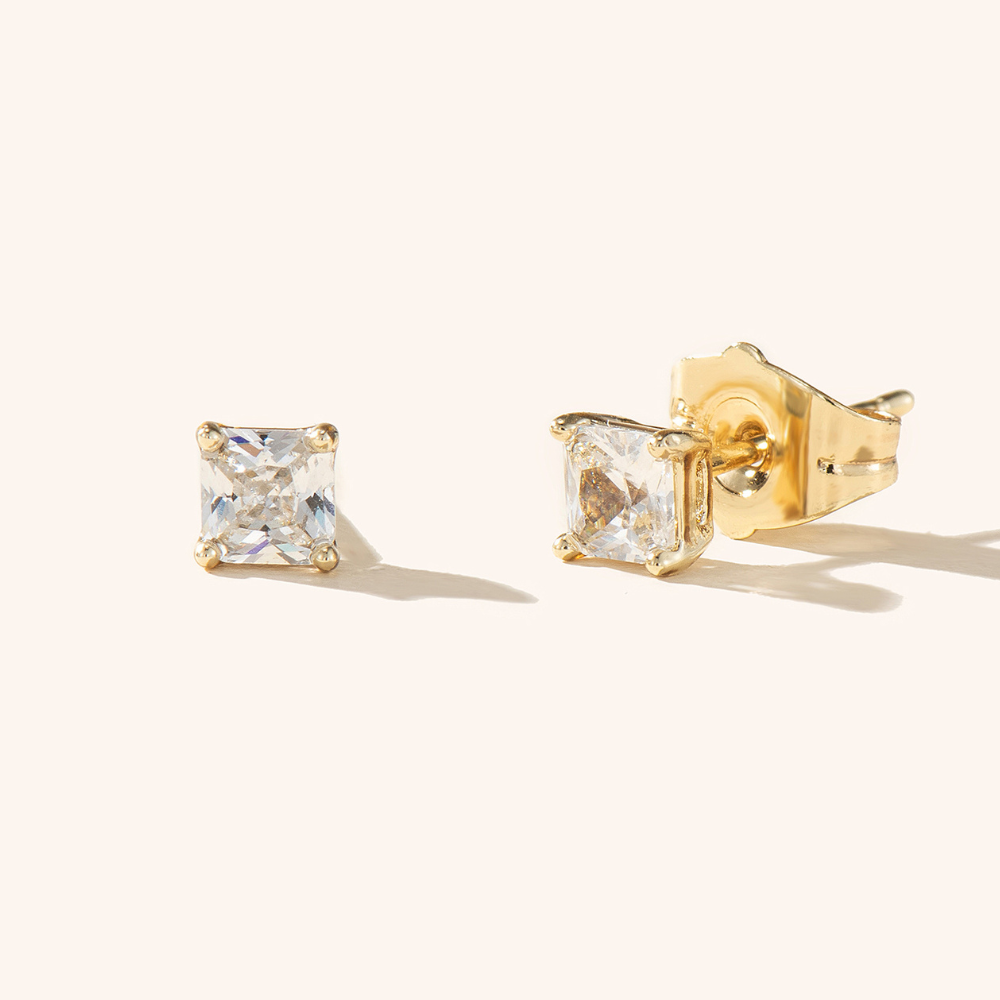 Radiant Cut Solitaire Earrings