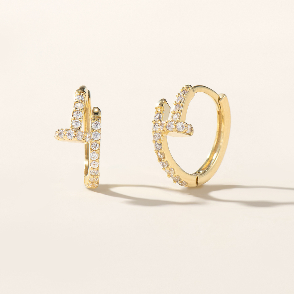 Cleo Dainty Petite Nail Huggie Hoop Earrings