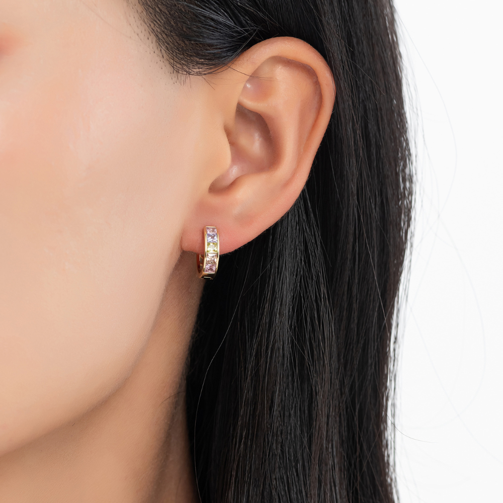 Candy Tricolor Hoop Earrings