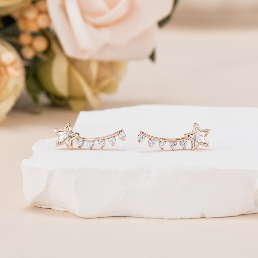 Rowan Star Ear Climber Stud Earrings | Athena & Co.