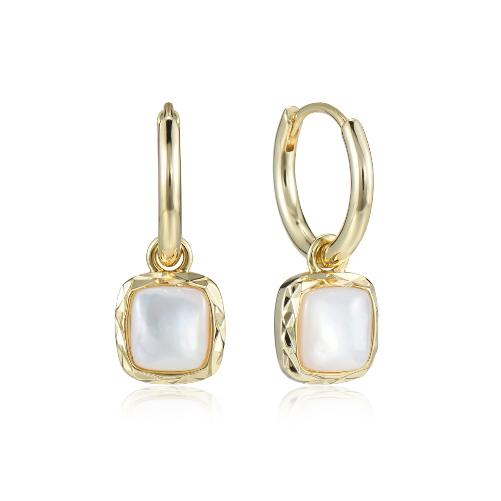 Maiko Mother of Pearl Drop Hoop Earrings