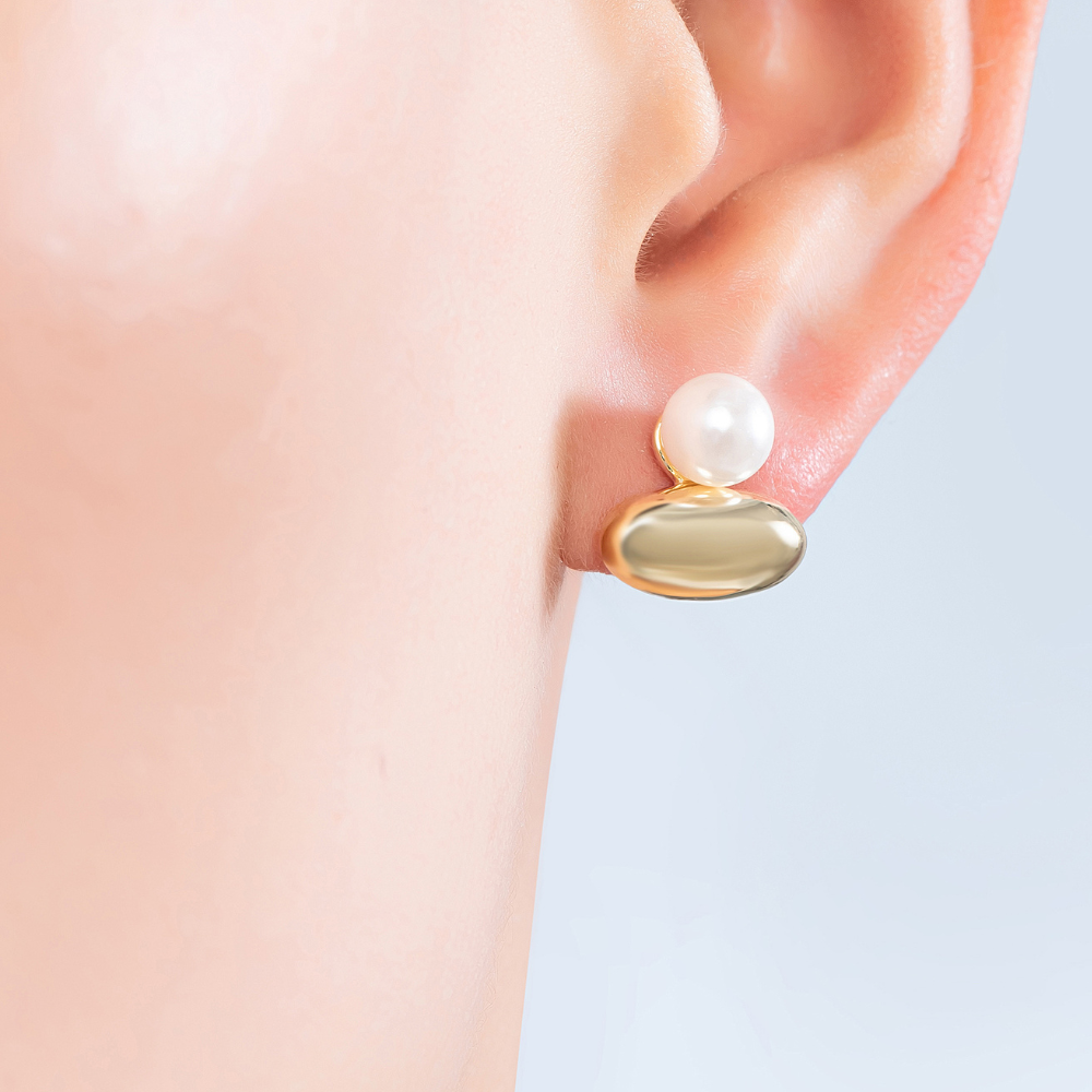 Meadow Pearl Pebble Drop Earrings - 925 Silver Post