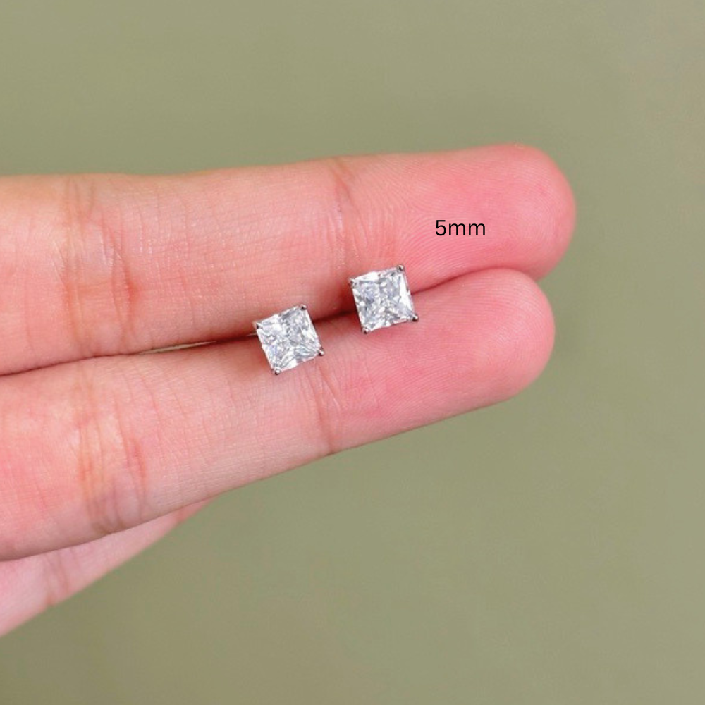 Radiant Cut Solitaire Earrings