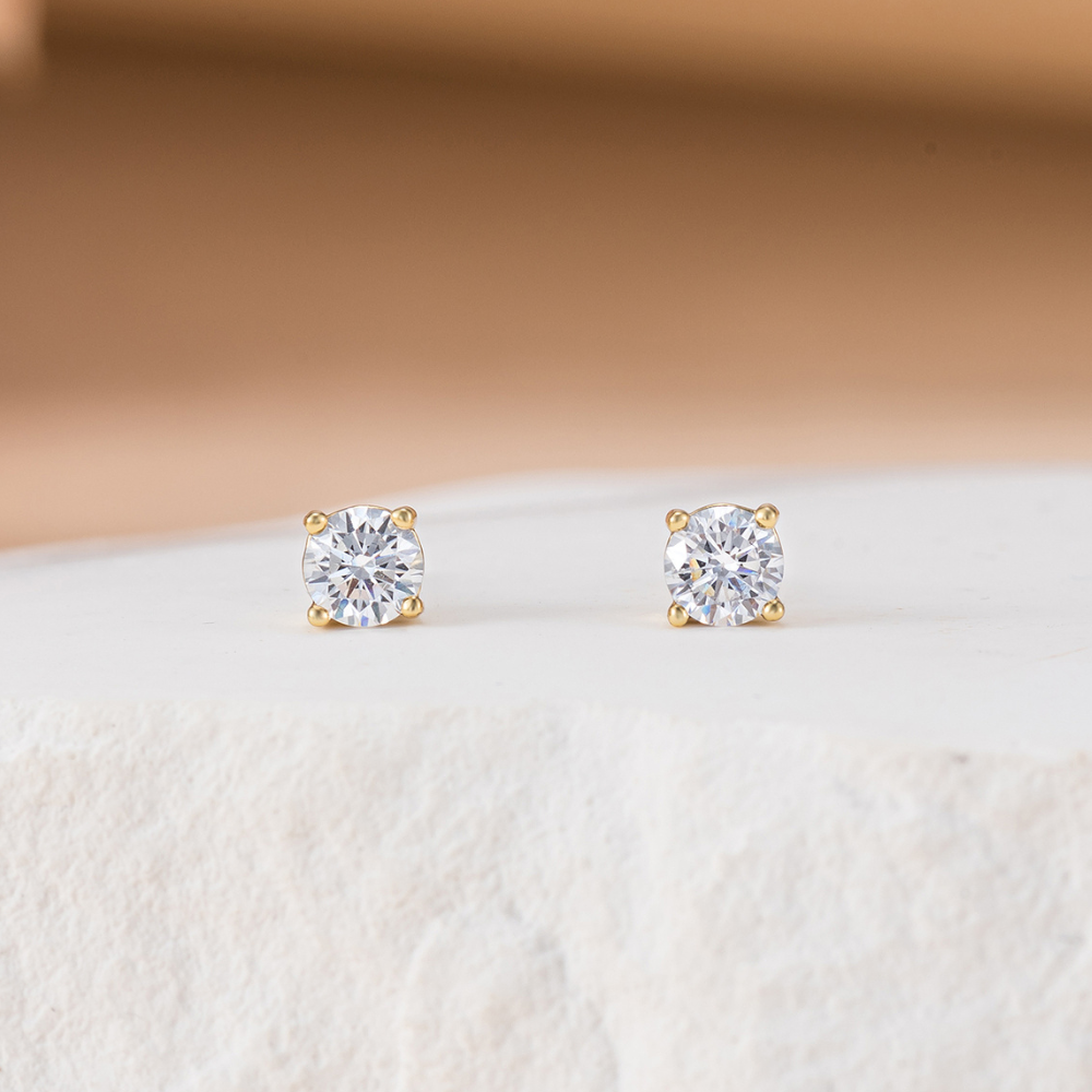 Solitaire Stud Earrings - 4 Prong Hold