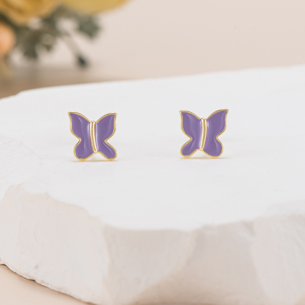 Juniper Enamel Butterfly Stud Earrings