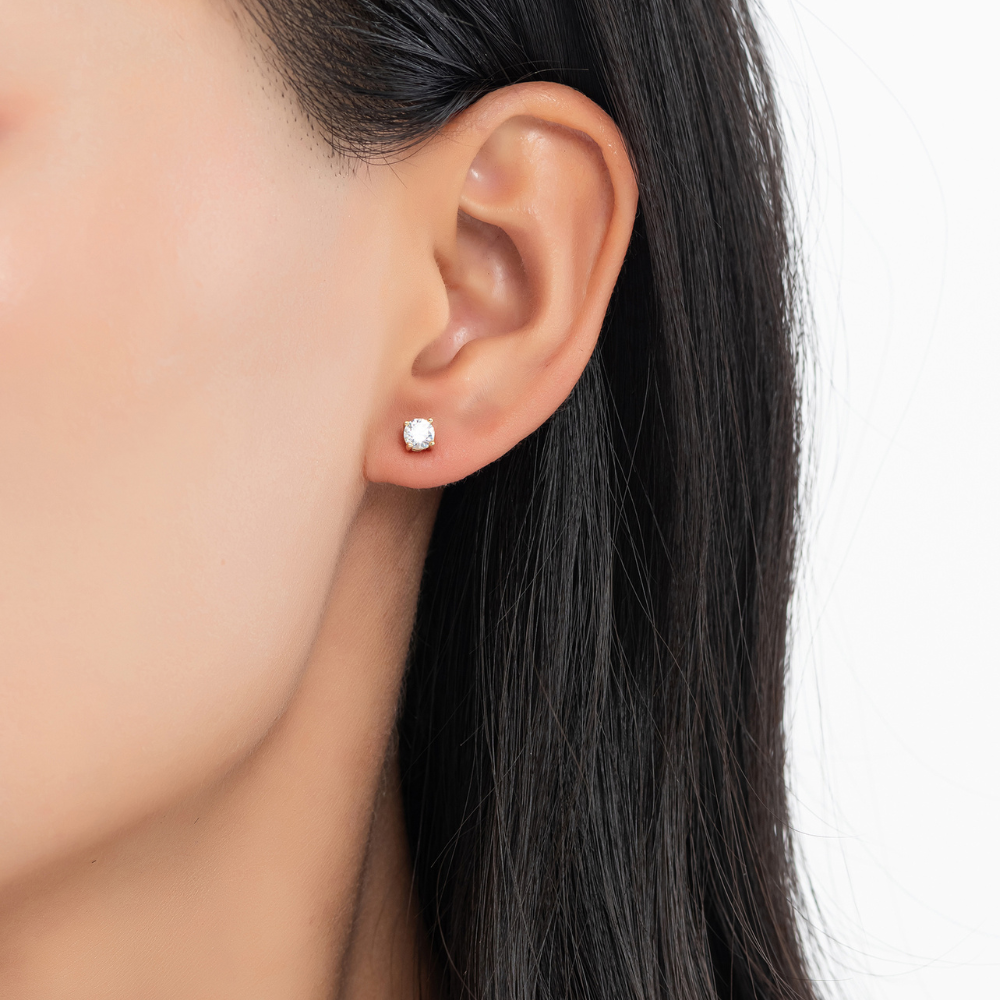Solitaire Stud Earrings - 4 Prong Hold