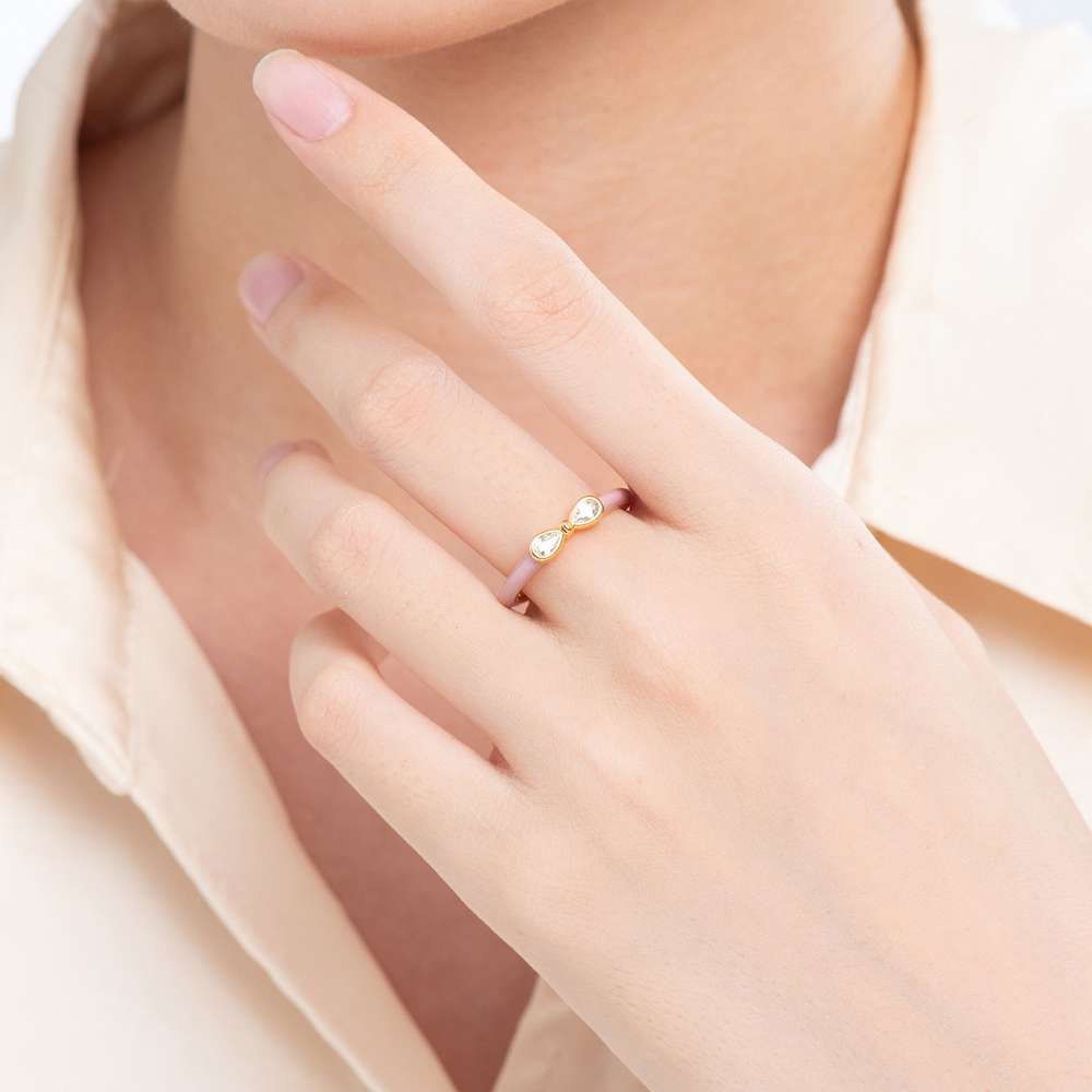 Dahlia Enamel Bow Ring