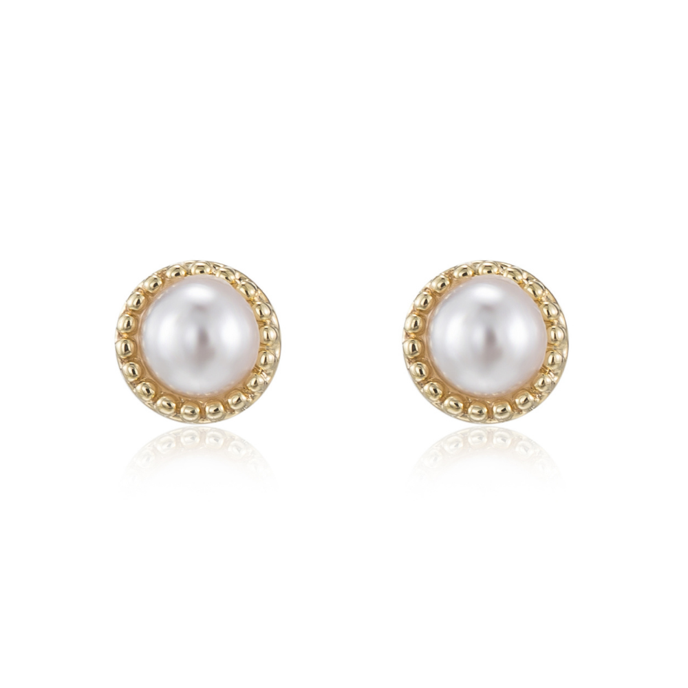 Annie Pearl Stud Earrings - 925 Silver Post