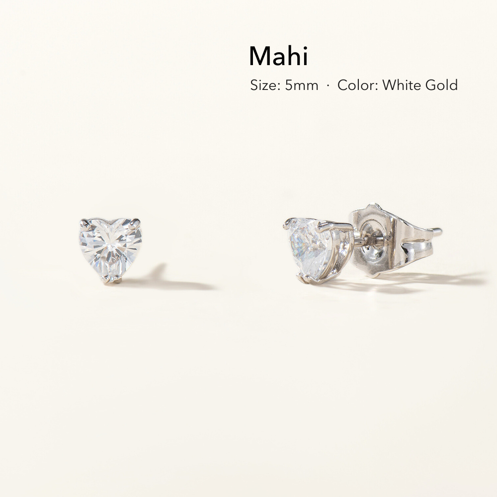 Mahi Heart Solitaire Stud Earrings