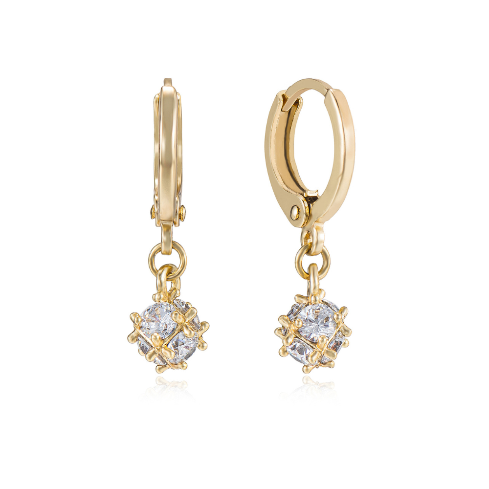 Simone Faceted Cube Hoop Earrings