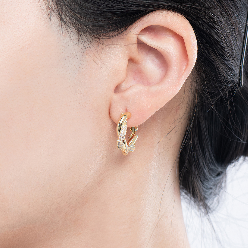 Sumi Twisted Hoop Earrings - 925 Silver Post