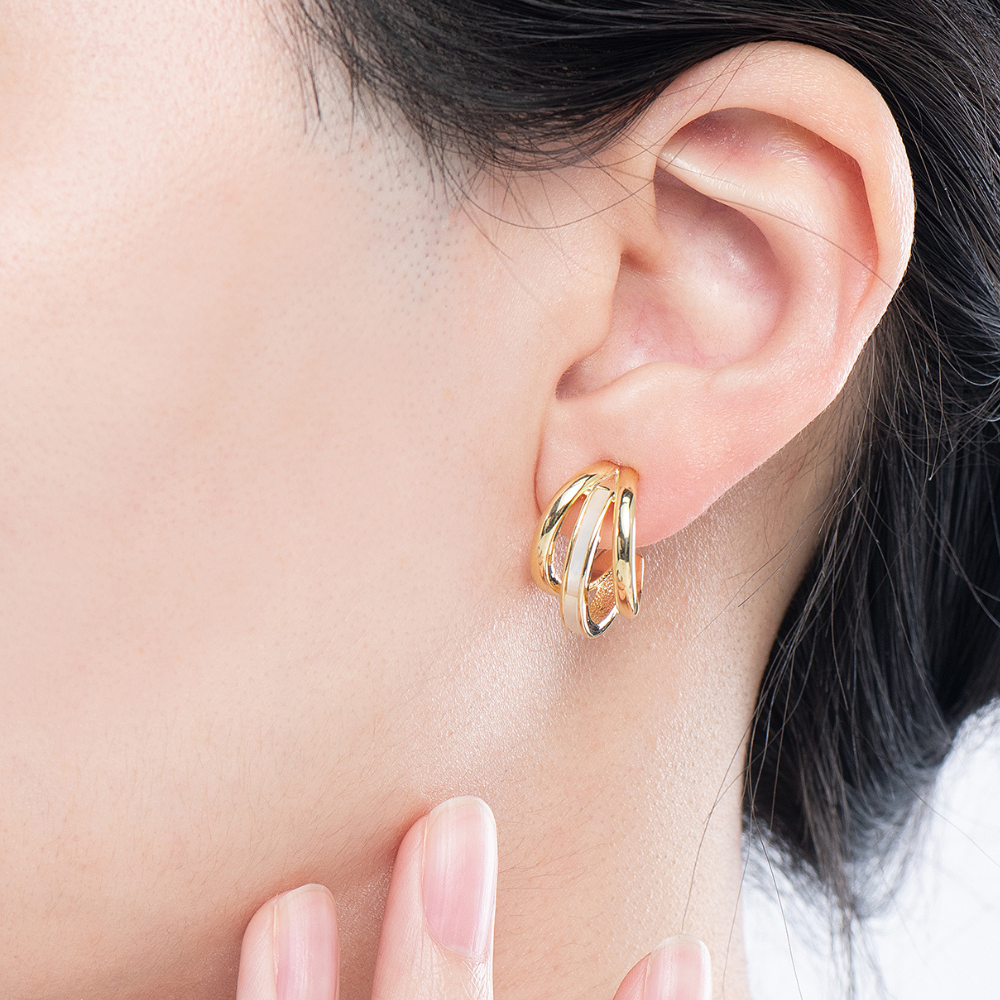 Karlie Multi Hoop Earrings with Mother of Pearl - 925 Silver Post