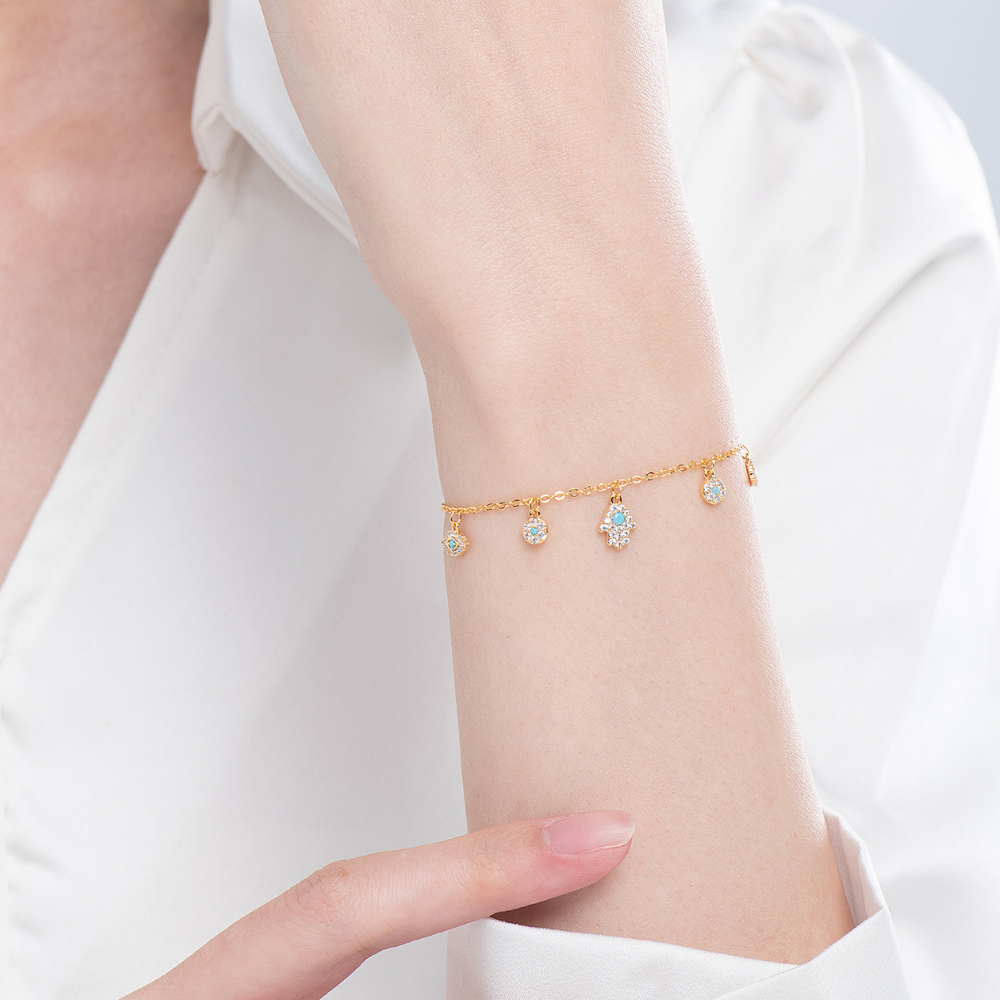 Niza Evil Eye Hamsa Dangle Bracelet