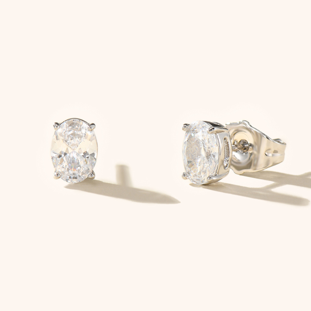 Malia Oval Solitaire Radiant Stud Earrings