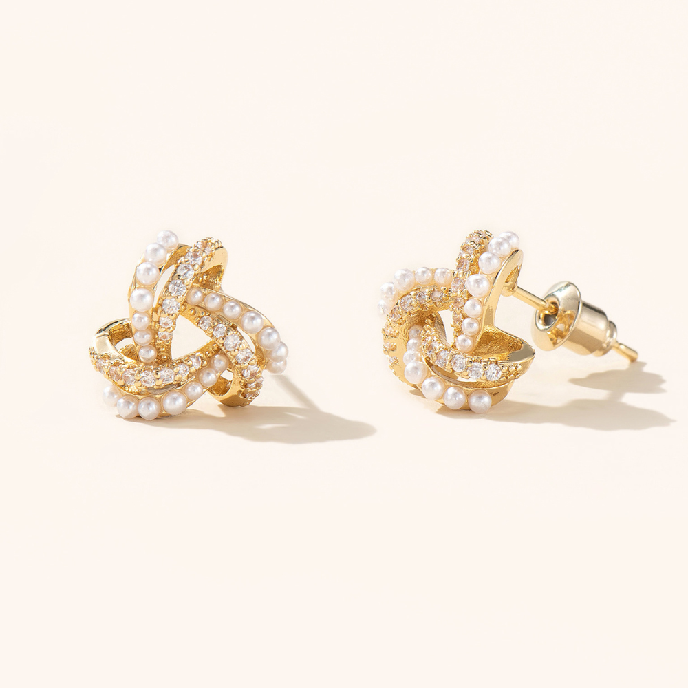 Teri Knot Pearl Stud Earrings