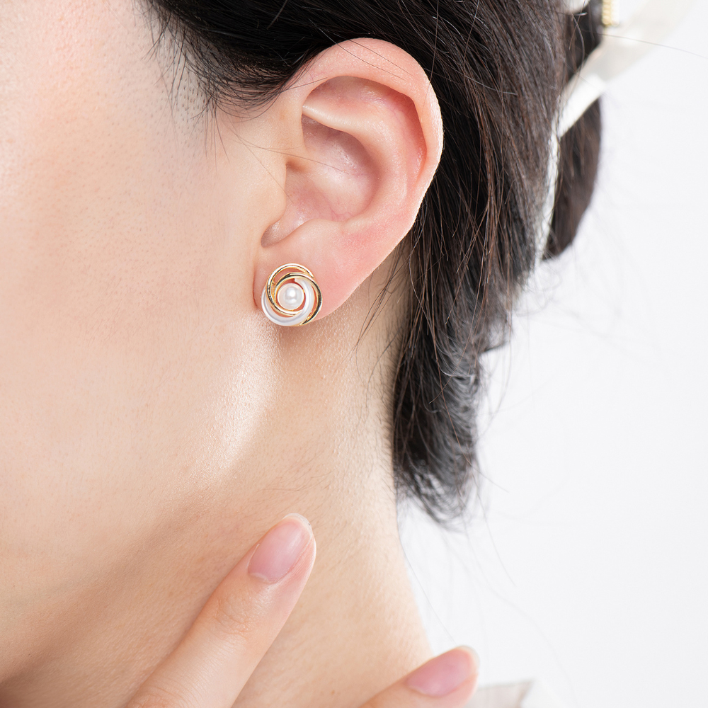 Jemimah Knot Pearl Stud Earrings