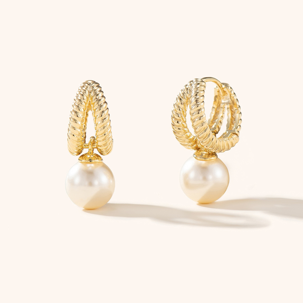 Sophia Pearl Hoop Drop Earrings