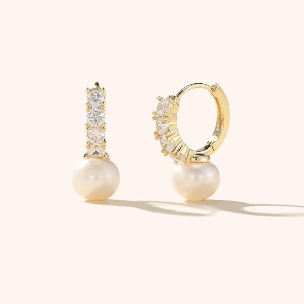 Nia Freshwater Pearl Hoop Drop Earrings
