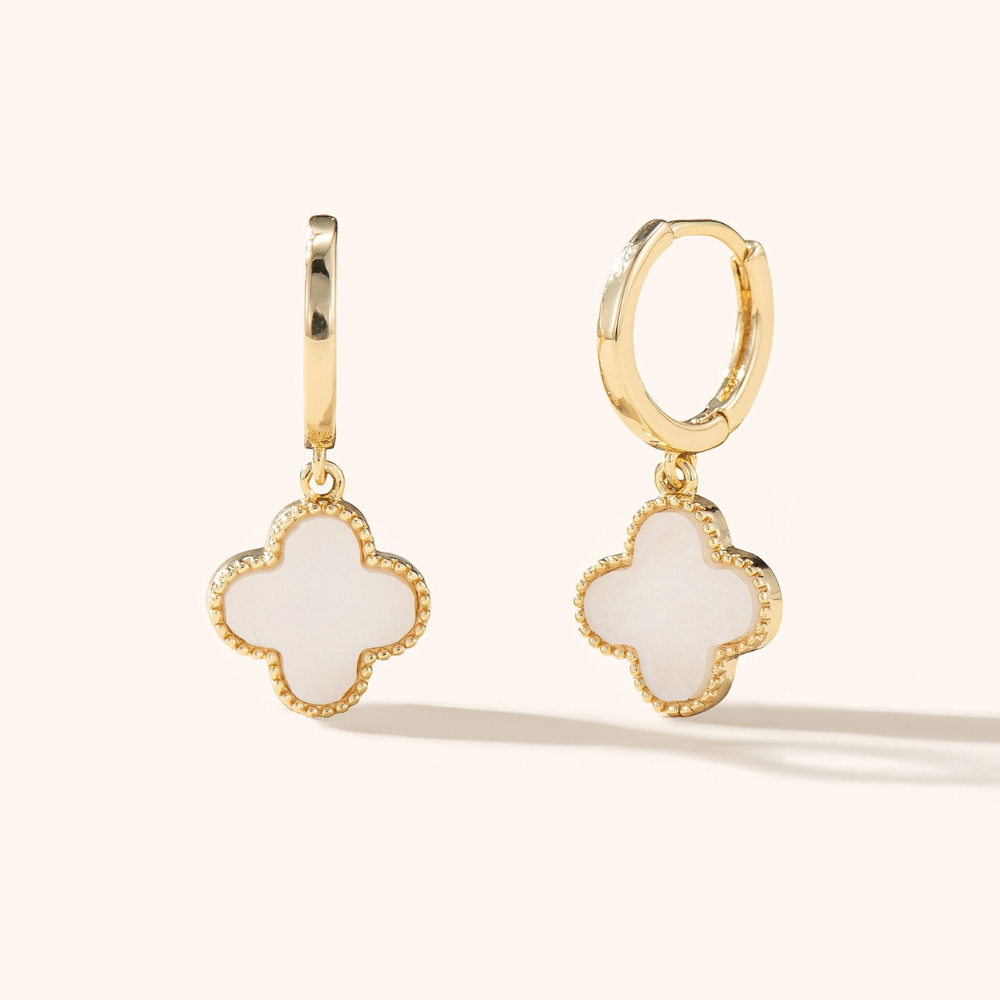 Agnes Clover Drop Hoop Earrings
