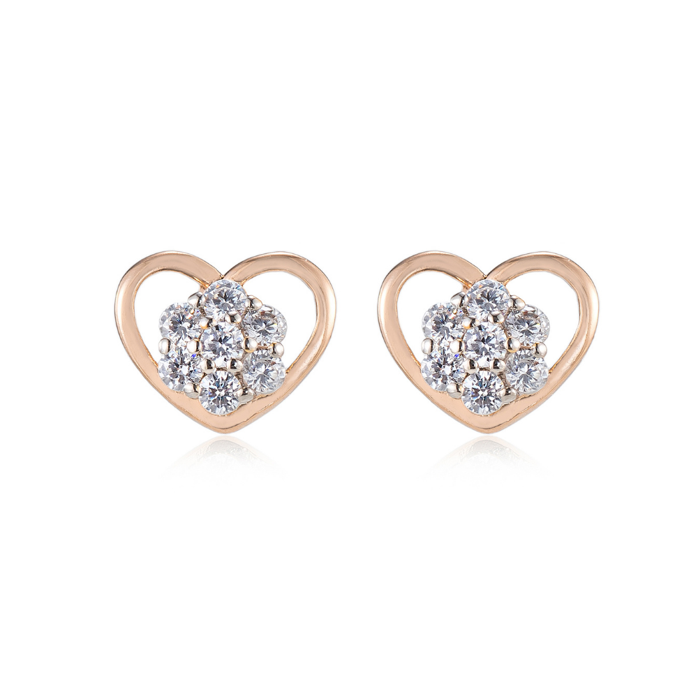 Brianna Flower Heart Stud Earrings
