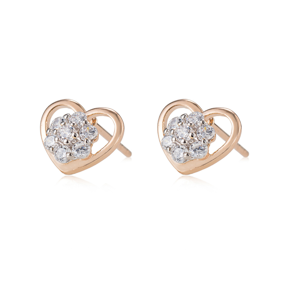 Brianna Flower Heart Stud Earrings