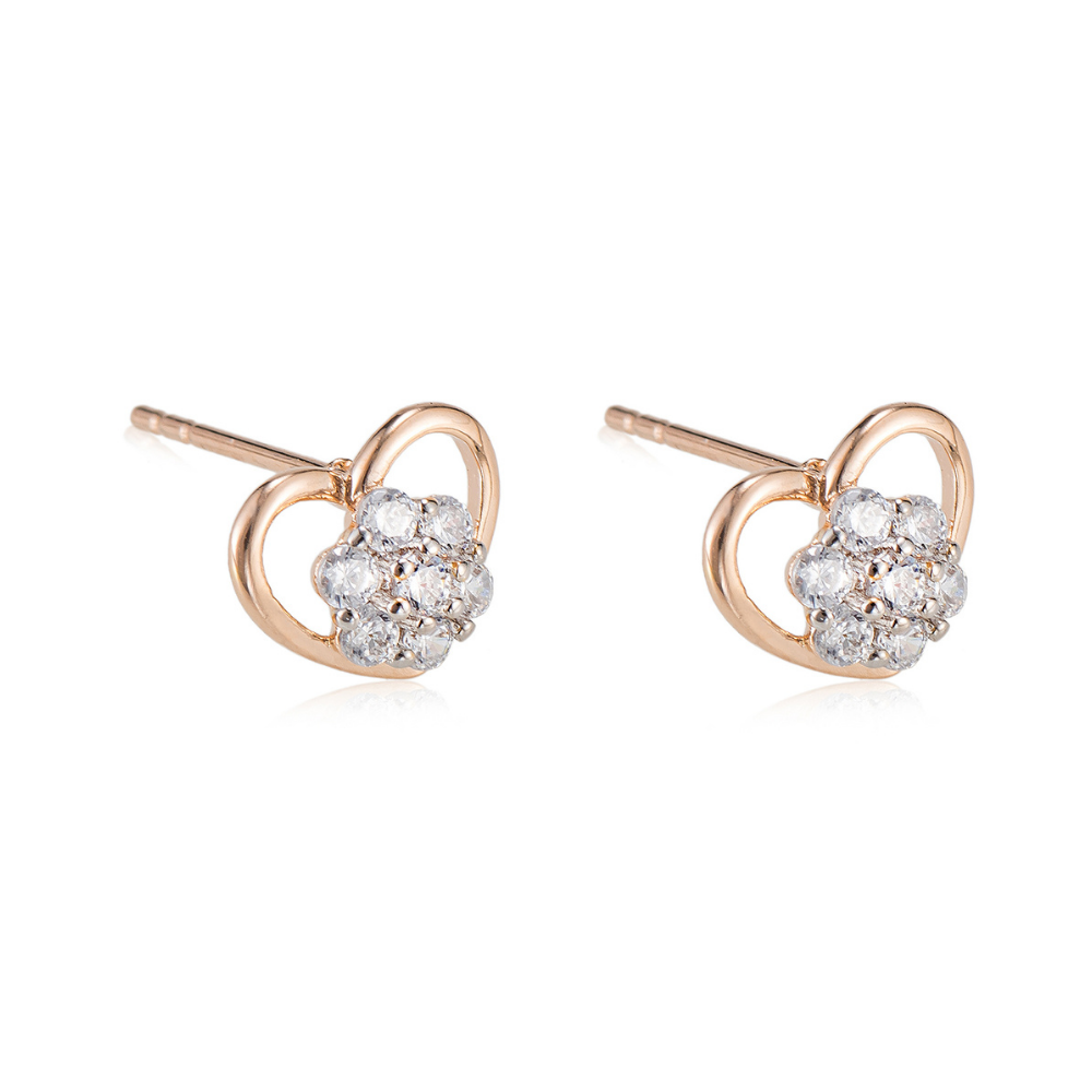 Brianna Flower Heart Stud Earrings