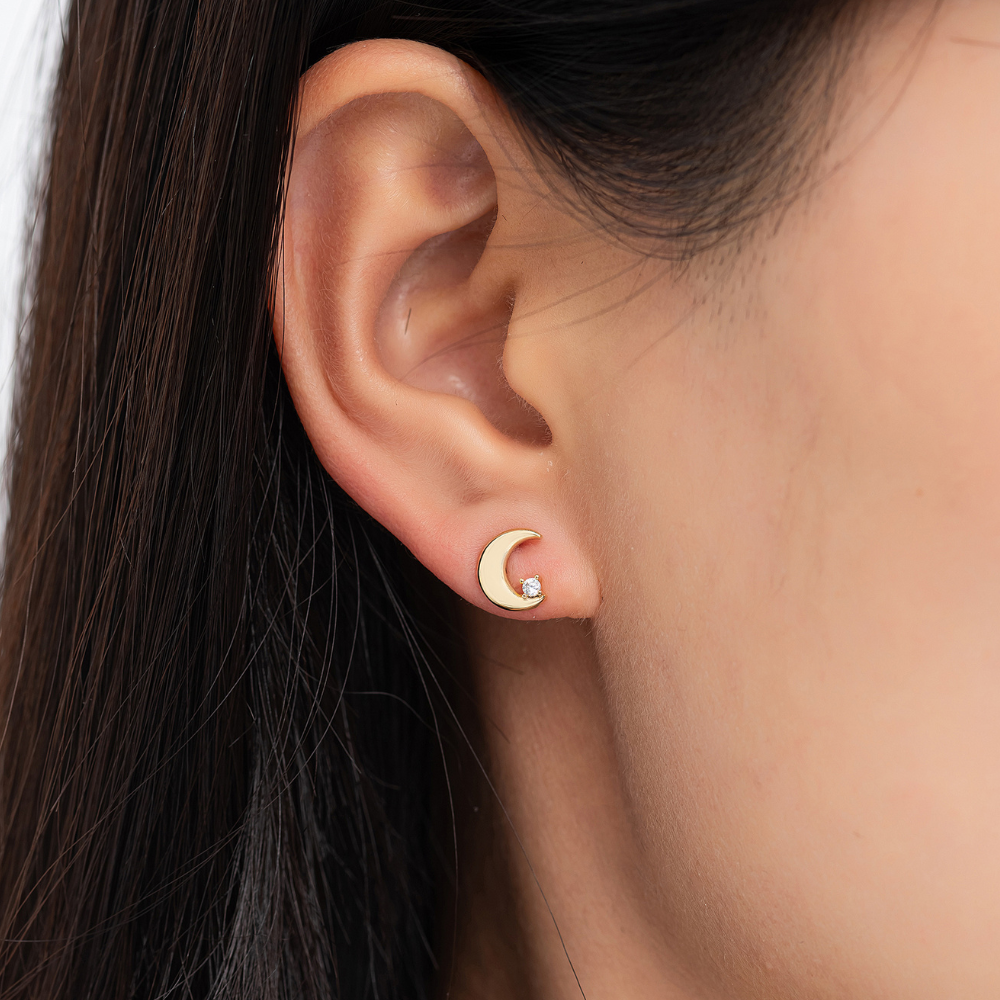 Nyra Moon Stud Earrings
