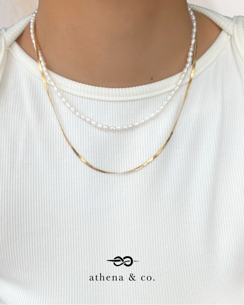 Noa Freshwater Pearl + Snake Chain Necklace