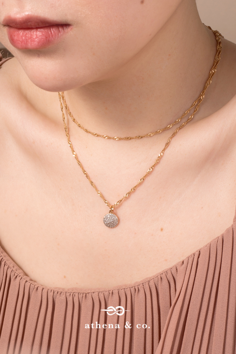Carrie Pave Pendant Necklace - Two Tone
